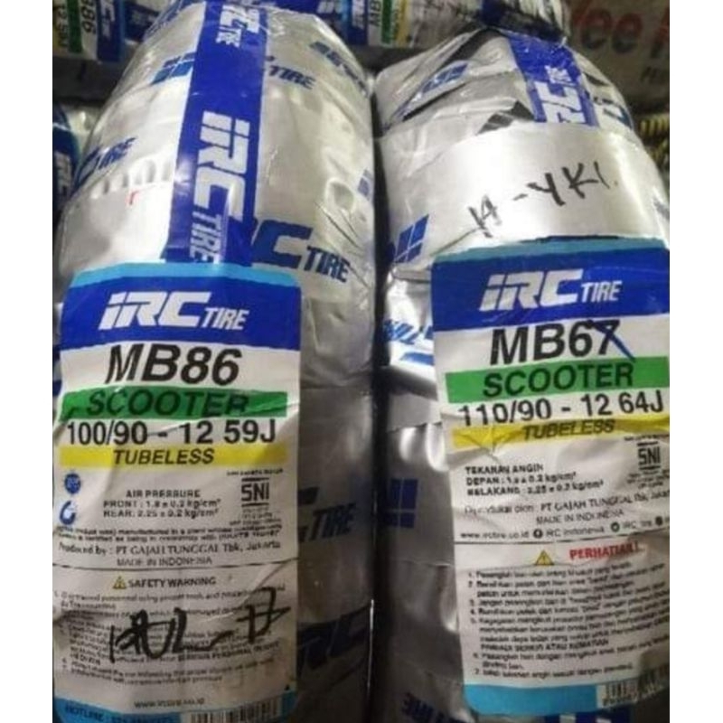 IRC Tire For Zoomer : MB86 - 100/90/12 & MB67 - 110/90/12 Free Pito ...