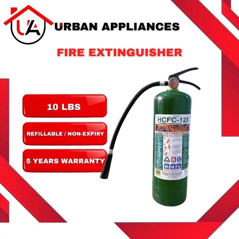 Fire Extinguisher 10 LBS Refillable HCFC123 Green 5 Years Warranty