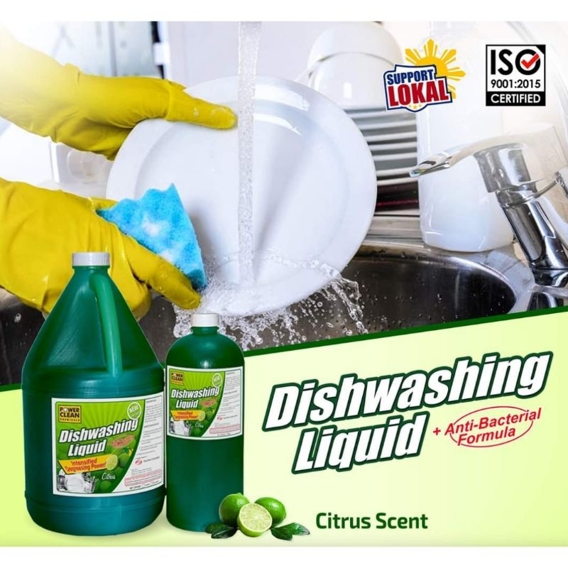 Powerclean Dishwashing Liquid Anti-bacterial / scented 1 Liter | Shopee ...