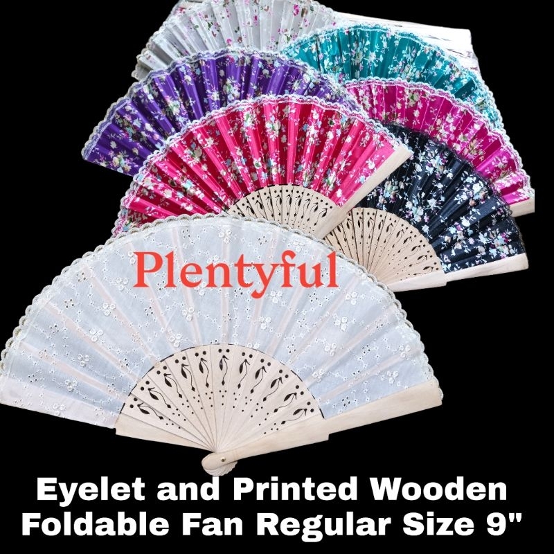 Eyelet Wooden Foldable Pamaypay o Abaniko Embroidered /Printed Wooden