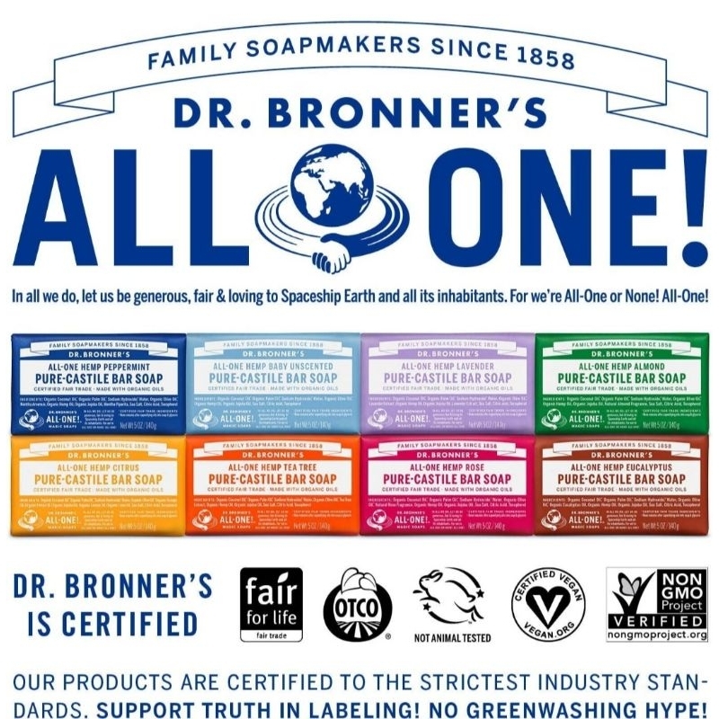 Dr. Bronner's Pure Castile Bar Soap, 5 oz. Shopee Philippines