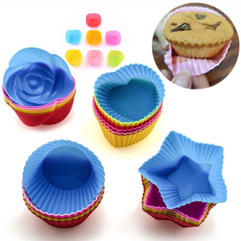 By 6 or 12 pcs 3oz Puto Cupcake Silicone Molder Liner Baking Molds ...