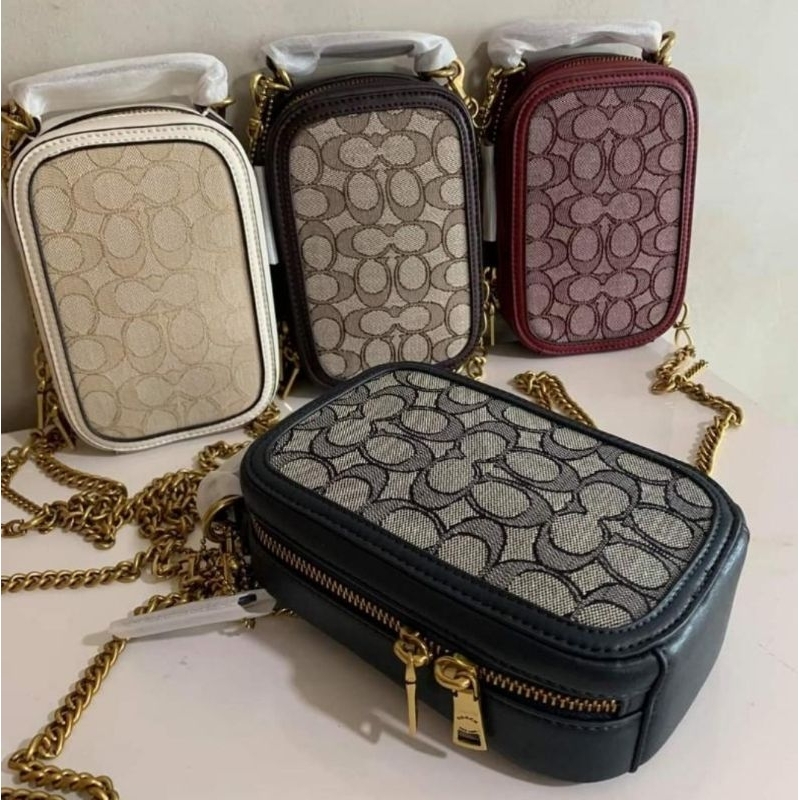 Coach Alie Camera Bag in Signature Jacquard and Leather Shopee