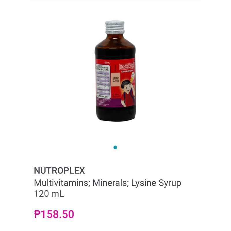 NUTROPLEX Multivitamins; Minerals; Lysine Syrup 120 mL Shopee Philippines