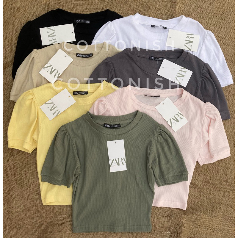 Zara Puff Sleeves Crop Top for Women Shopee Philippines