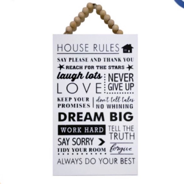 "House Rules" Quotes Wood Wall Decor New beads Design Shopee Philippines