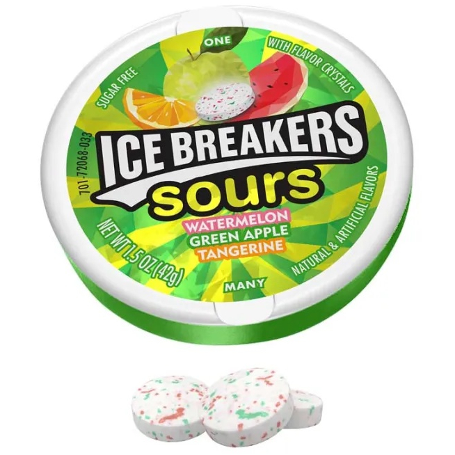 Ice Breakers Sours Fruits Watermelon Green Apple Tangerine Candy