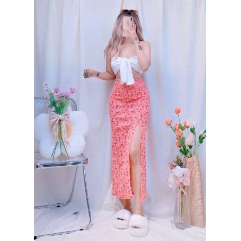 Long skirts with high slits sale