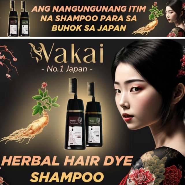 Wakai Herbal Hair Dye Shampoo, Blackening Shampoo, Brown Hair in 15