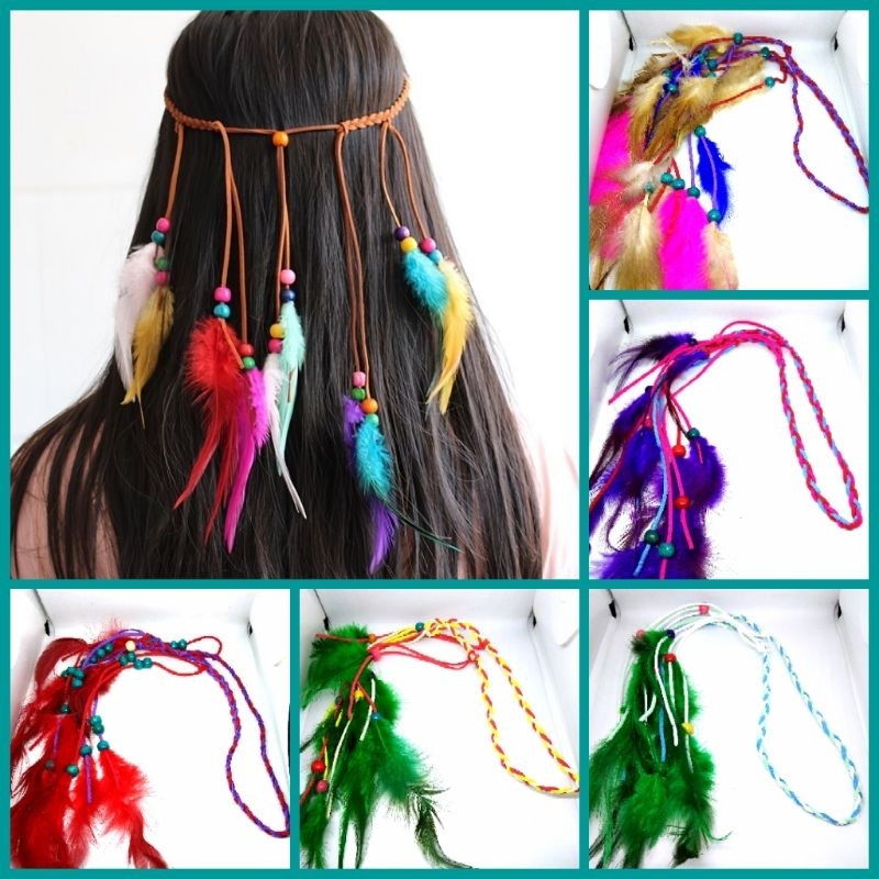Bohemian Leather Choker & Feather Earrings Jewelry Set - Dream Catcher Peacock Gypsy Style