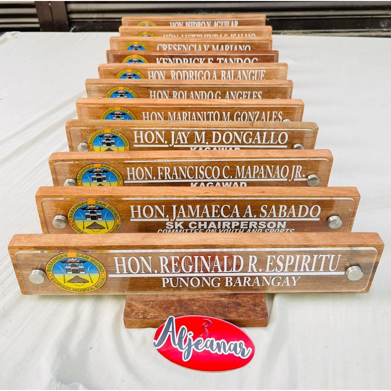 Customized Wood Acrylic Name Plate / Desk ID / Table Name Plate / Table ID Elegant Aljeanar