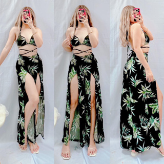SUMMER TERNO/ FLORAL DESIGN PANTS AND PADDED BRALETTE / BEACH WEAR