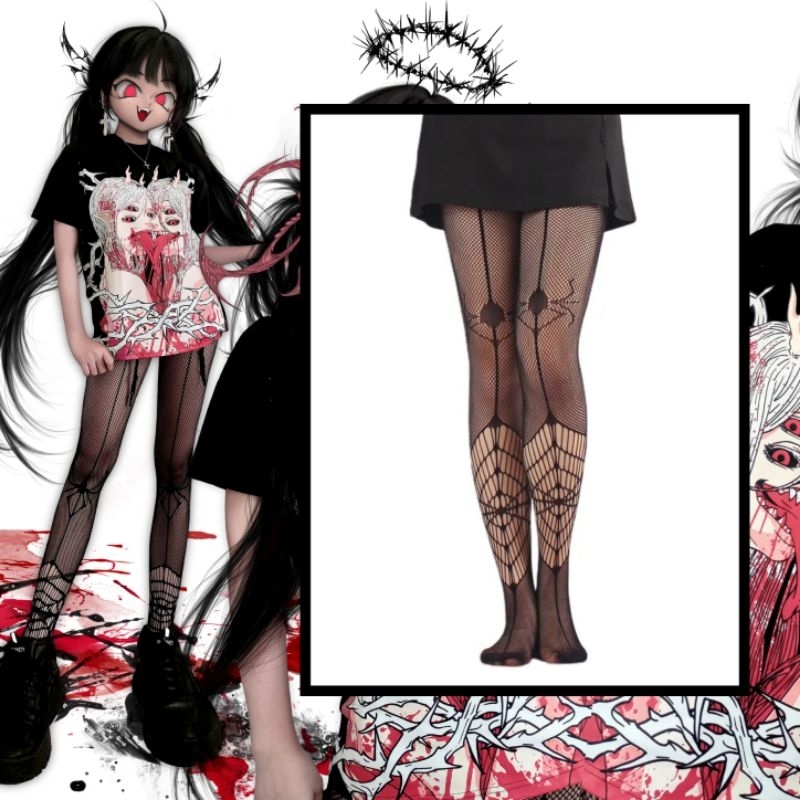 MOKUSEI Moon Project - Spider Web Mesh Fishnet Stockings | Shopee ...