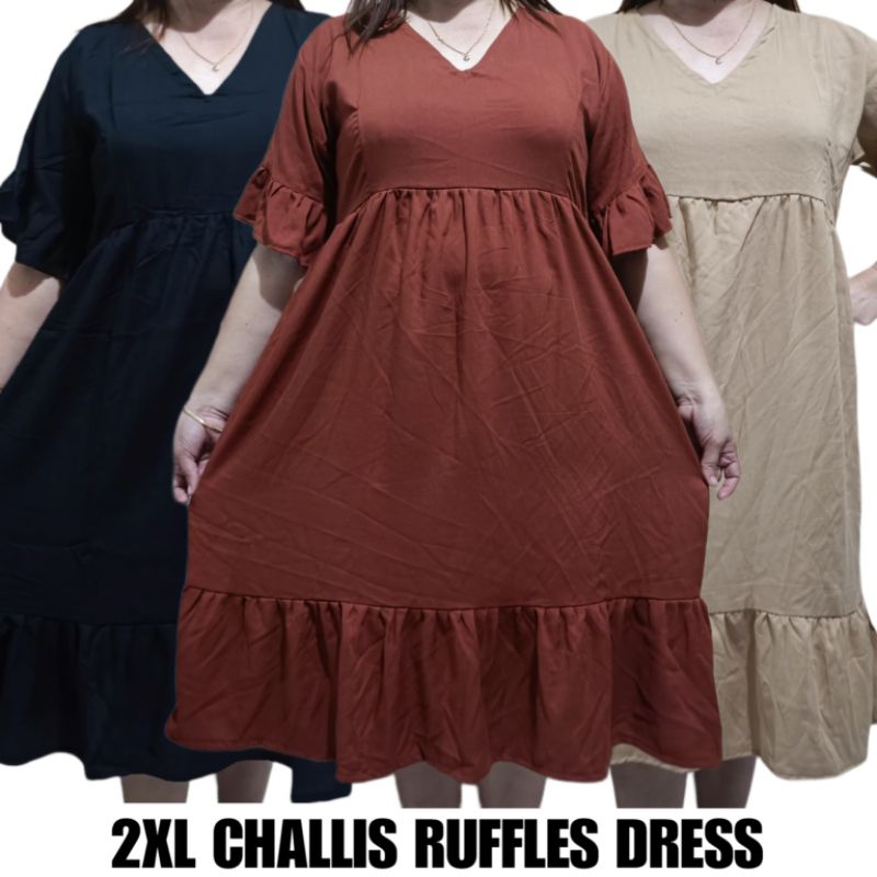 2XL Plus Size Challis Ruffles Dress | Taytay Tiangge Direct Supplier ...