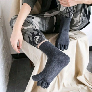 Men's Dress Five Finger Toe Socks High Ankle Cotton Long Sox High