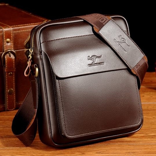 B0167 Business Vertical Shoulder Men's Calf Leather Messenger Bag ...