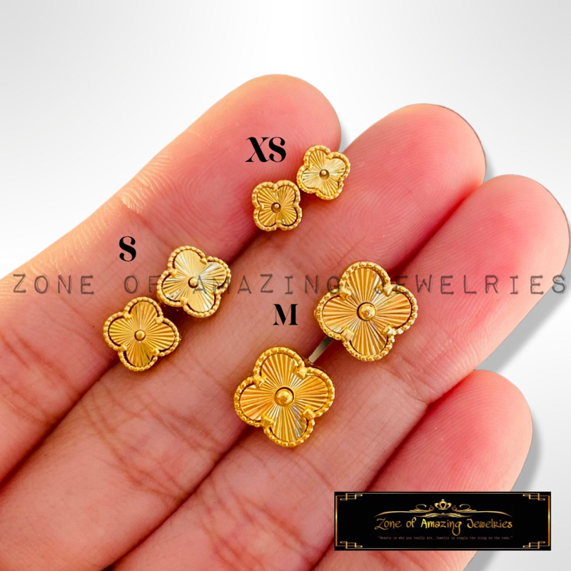 zoaj.ph Fourleaf Clover Gold Stud / Clip Earrings | Shopee Philippines
