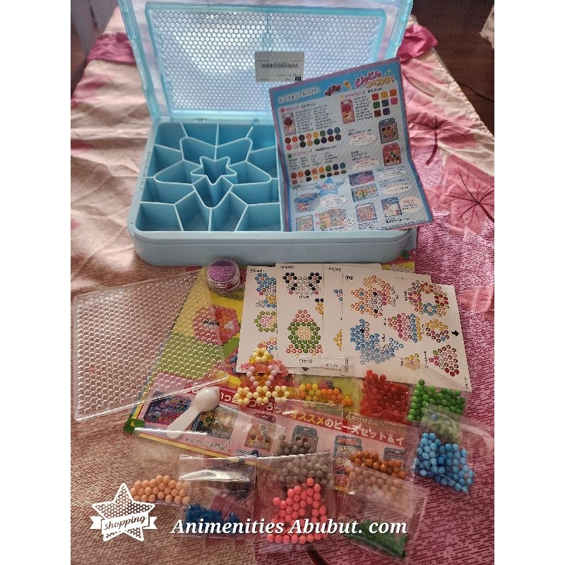 AQUA BEADS WITH CASE SET... not complete beads small amout included