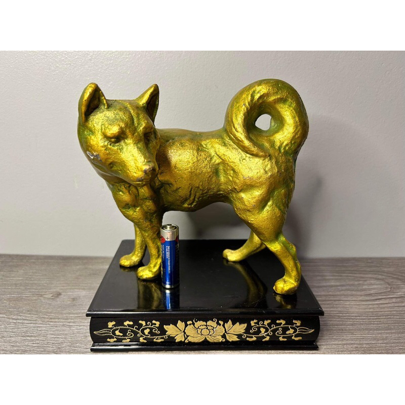 Vintage Heavy Golden Japanese Akita Inu Figurine Solid Brass Hachiko 1.