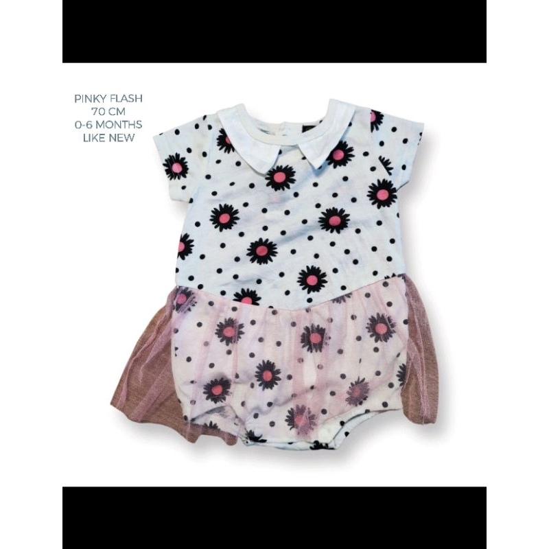 Pinky Flash Collared Floral Print White Baby Girl Onesie Dress 70 cm 06 Months Shopee Philippines