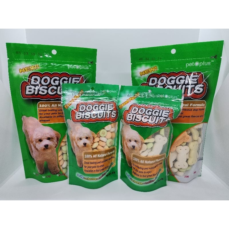 Doggie Biscuit 100% All Natural Formula in bone and round shape ...