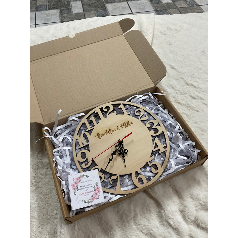 Wooden Clock with custom engraving 9 inches personalized Shopee Philippines