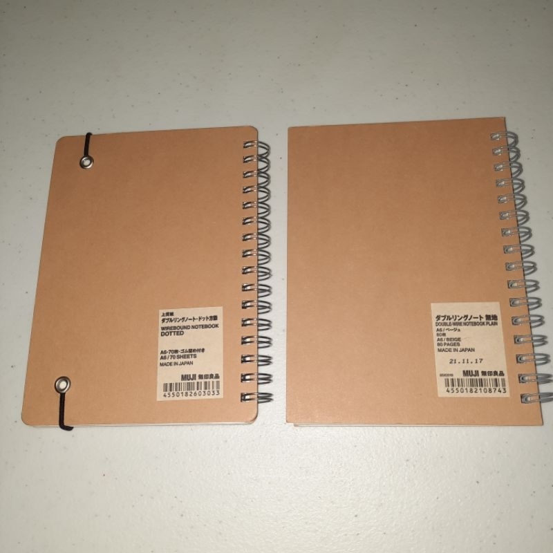Muji Double Wire Notebook Plain A6 and Muji Wirebound Notebook Dotted