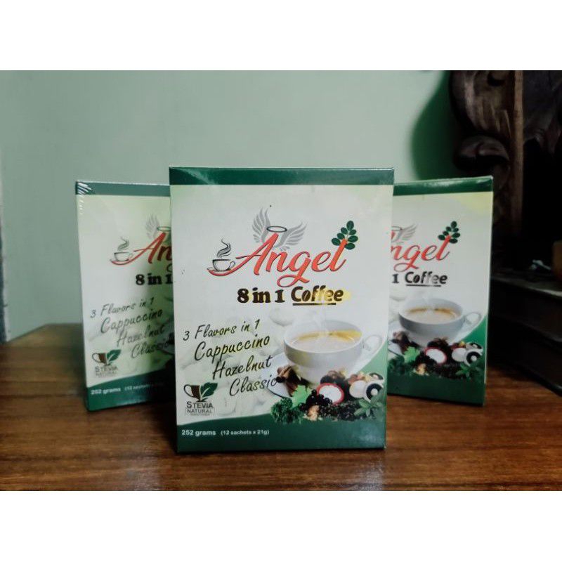 Angel 8 in 1 Coffee 12 Sachets 3 flavors in 1 Cappuccino Hazelnut