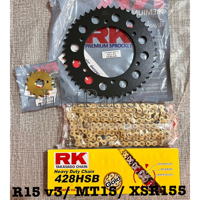 RK RACING CHAIN & SPROCKET SET R15 V3 MT15 XSR155 (428) Shopee