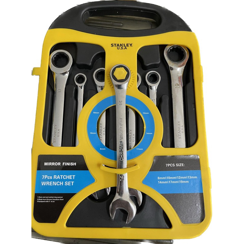7pcs STANLEY Heavy Duty Ratchet Combination wrench Set 8mm19mm CrV