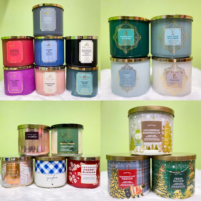 AUTHENTIC Bath & Body Works 3-Wick Candles | Stress Relief, Strawberry ...