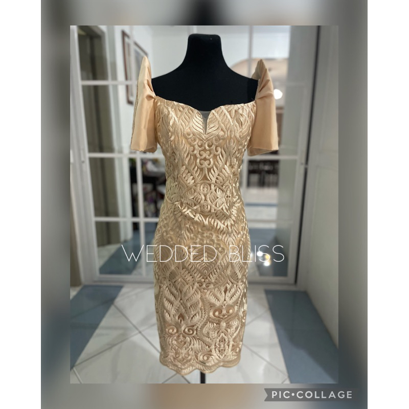 Gold filipiniana dress best sale