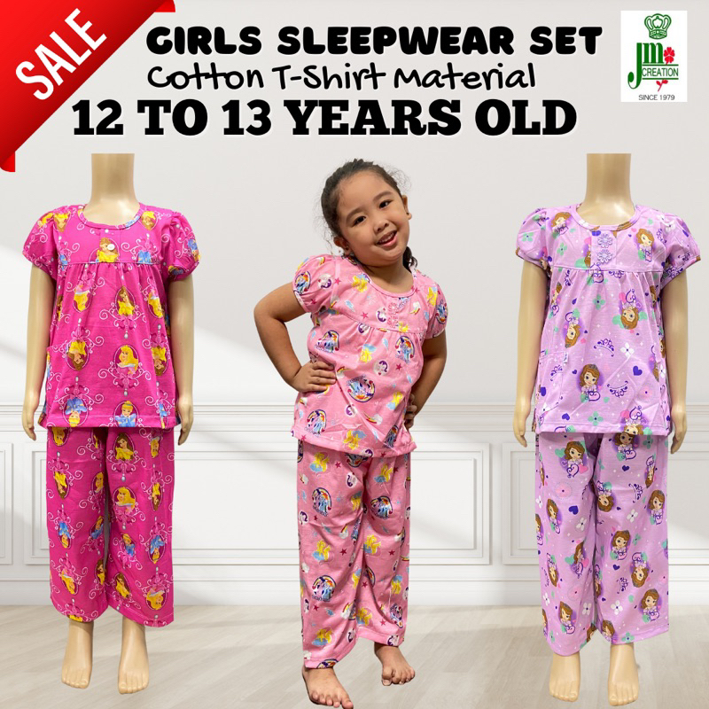12 TO 13 YEARS OLD SIZE XS GIRLS COTTON T SHIRT PAJAMA SET SLEEPWEAR BY JM CREATION Shopee Philippines