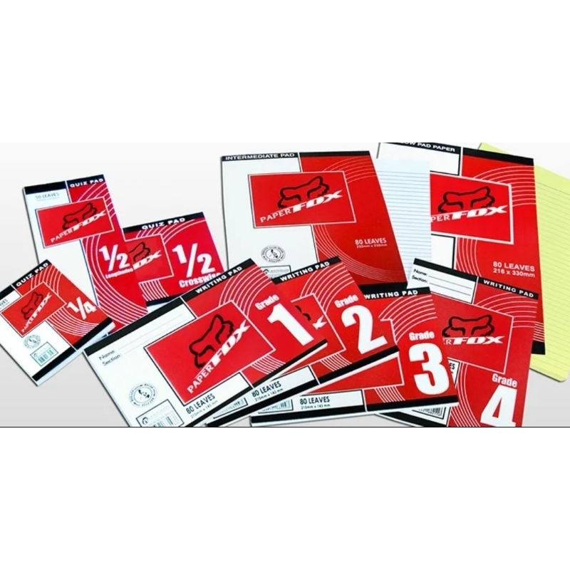 (10pads)PAPERFOX Writing Pad Paper 1 to 4 80Leaves | Shopee Philippines