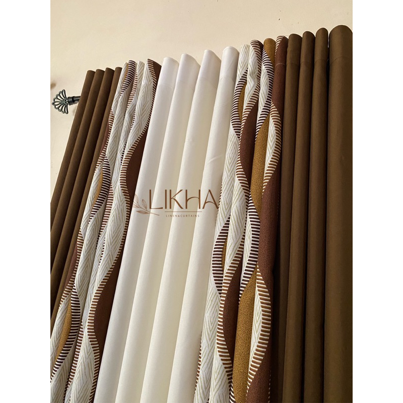 LIKHA 3in1 Elegant Wave Ring Curtains (6ft/7ft) sold per PIECE/SET