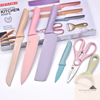 7pcs, Knives Set, Kitchen Knife Set, Meat Cleaver, Chef Knife, Fruit Knife,  Kitchen Scissor, Knife Sharpener, Bone Chopping Knife, Kitchen Supplies, K