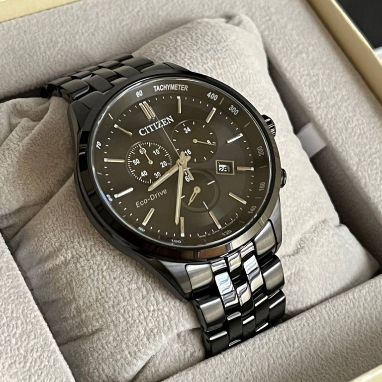 Citizen Watch EcoDrive AT214586E Chronograph Black Steel Bracelet for