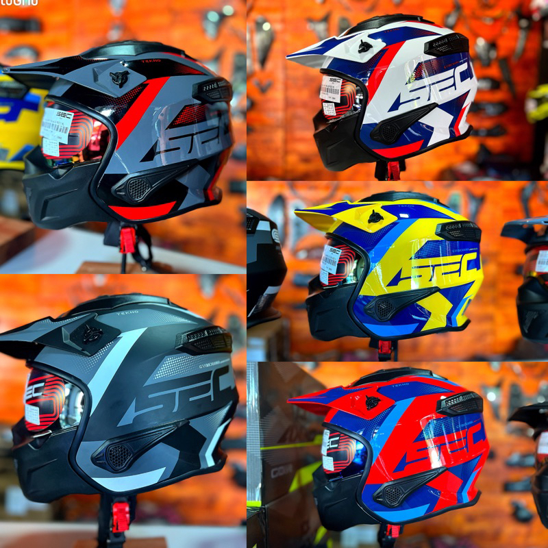 Original SEC Gymkhana Tekno Helmet (Convertible to Half Face) Shopee