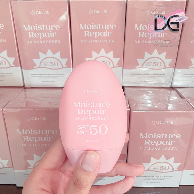 (FAST SHIPOUT) Glo21 Moisture Repair Sunscreen (50mL) SPF50 and High Sun Protection Fairy Skin