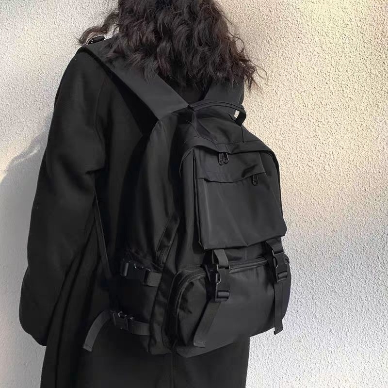 Yco All Black Unisex Backpack new Japanese style small fresh style ...