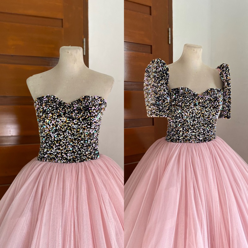 Sequins Tulle Ball Gown Debut JS Prom Custom Color Shopee Philippines