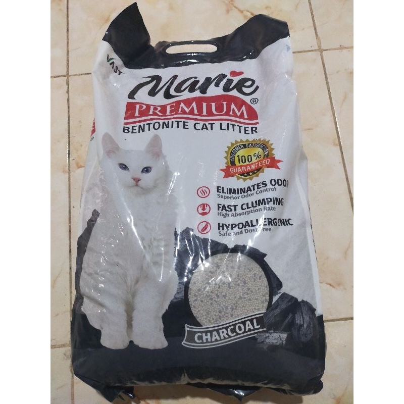 MARIE PREMIUM BENTONITE CAT LITTER SAND CHARCOAL 10 litters 8 kilos