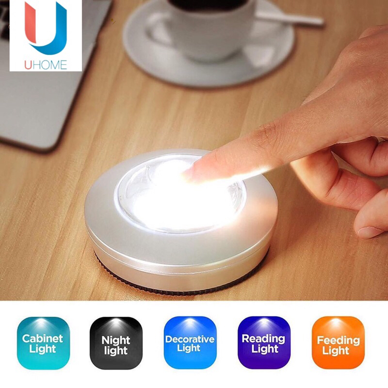 UHome LED Touch Lamp BatteryPowered Wireless Night Light Stick Tap Touch Lamp Stick On Push