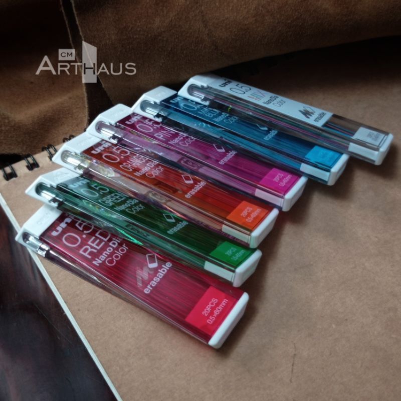 Uni NanoDia Color Erasable Lead 0.5 mm Pink, Red, Orange, Green