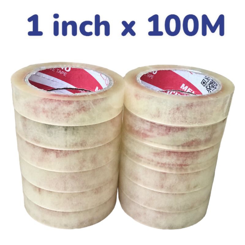 Stationery Tape Clear 1inch (24mm) x 100Meters Long / Clear 1inch 100m