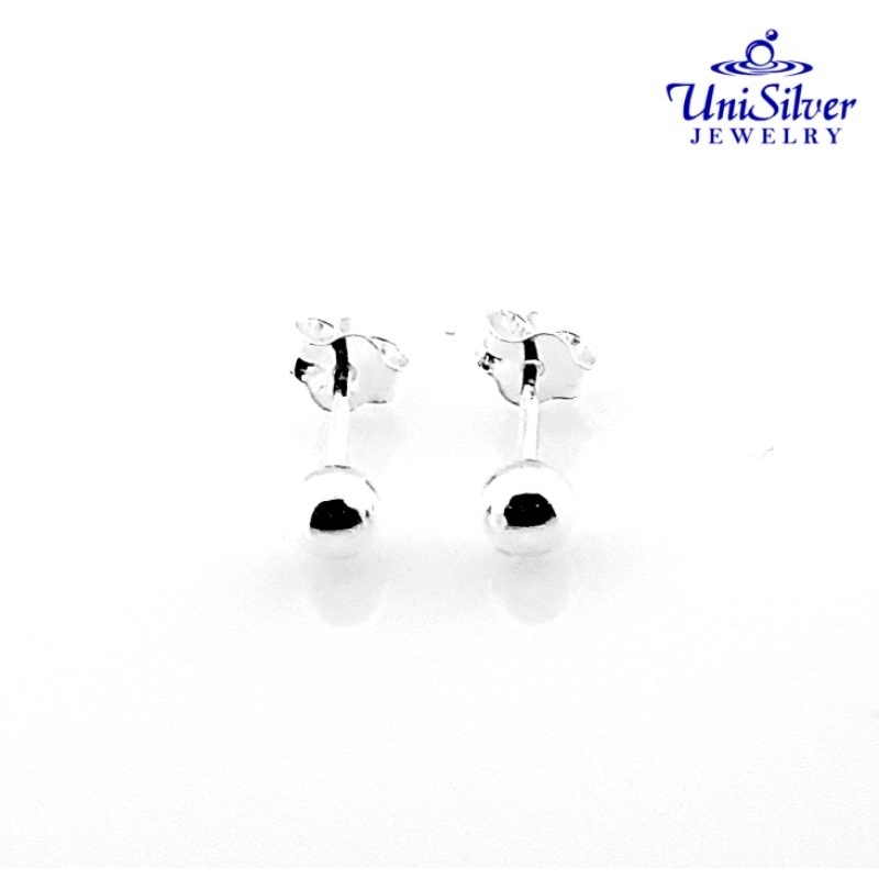 Unisilver 925 Sterling Silver Ball Earring Stud (LE012) Shopee