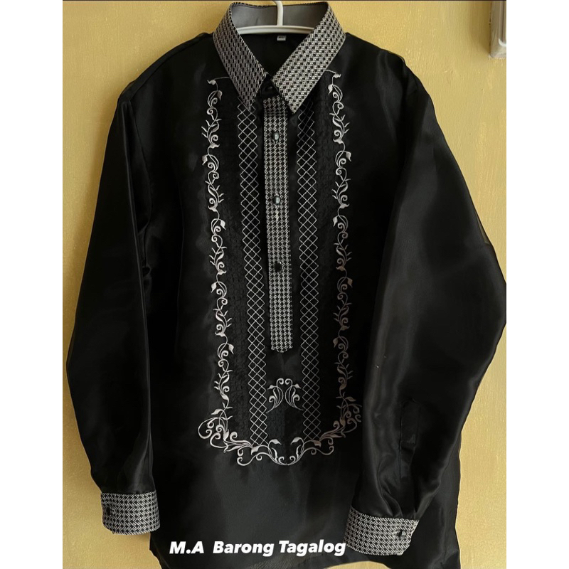 Black Barong Callado Collar and Cuffs | Shopee Philippines
