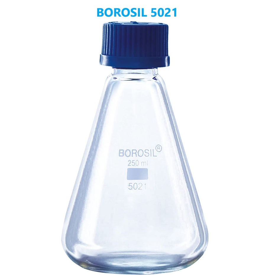 BOROSIL Glass Erlenmeyer Flask With Screw Cap or Stopper Shopee