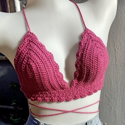 Aesthetic Crochet Lace Bralette Boho Bikini Halter top