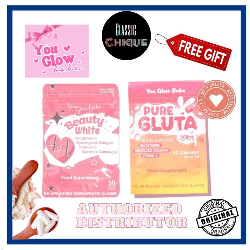 AUTHENTIC YOU GLOW BABE Gluta White Gluta Collagen Slimming / Pure ...